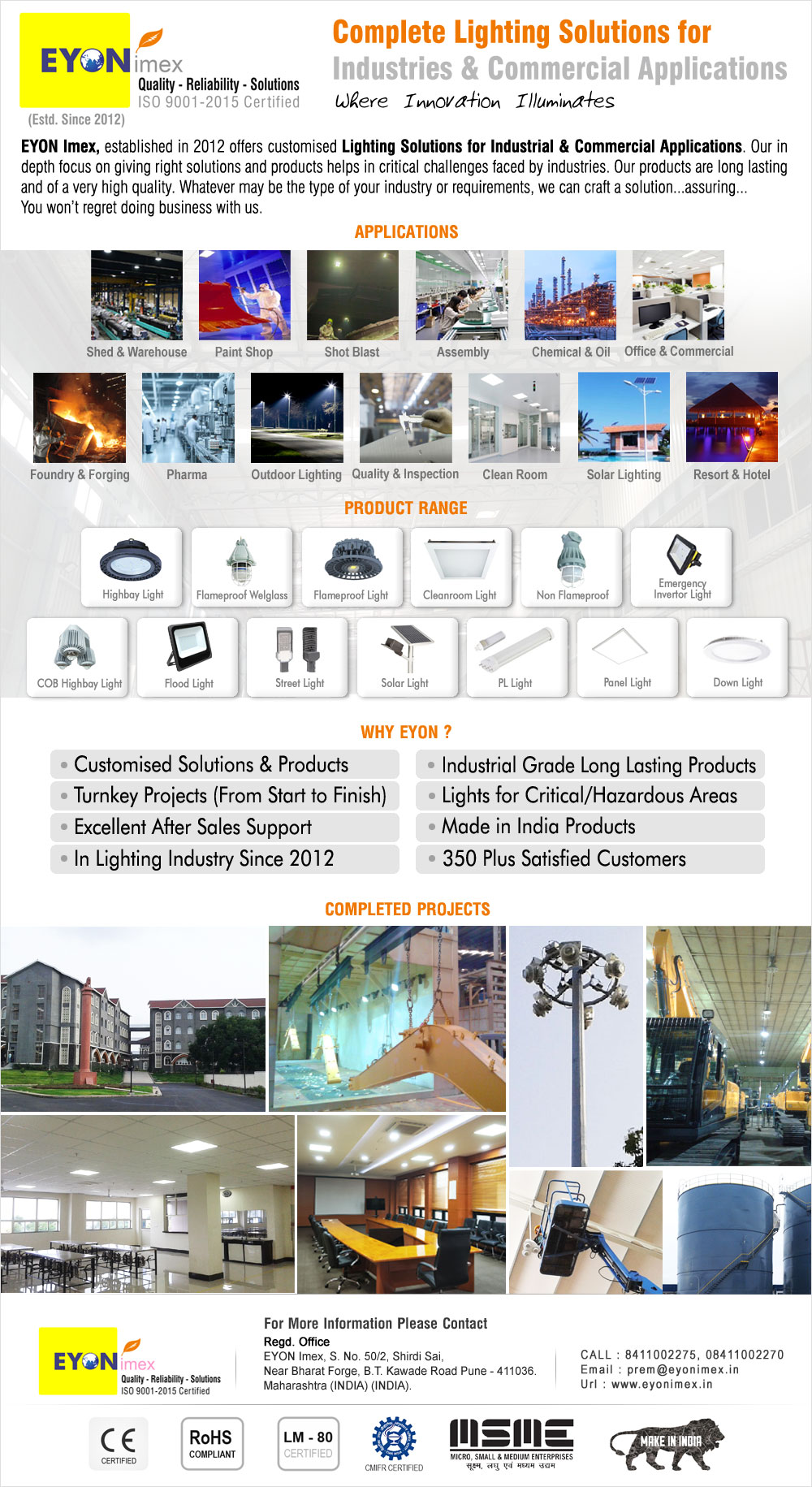 CALL 8411002275 | Email : prem@eyonimex.in